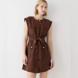 NWT Tie-waist mini dress in Chelsea linen-cupro blend